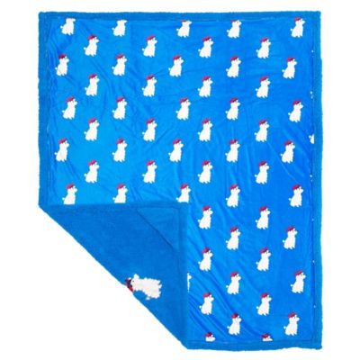 Image showing  Cozy Reversible - Poodles Sherpa Blanket with Embroidered Applique