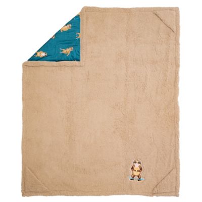 Image showing  Cozy Reversible - Skating Sloths Sherpa Blanket with Embroidered Applique