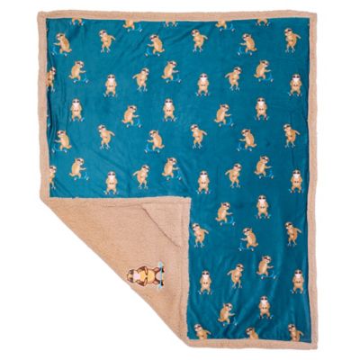 Image showing  Cozy Reversible - Skating Sloths Sherpa Blanket with Embroidered Applique