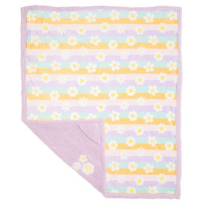 Image showing  Cozy Reversible - Happy Daisy Sherpa Blanket with Embroidered Applique