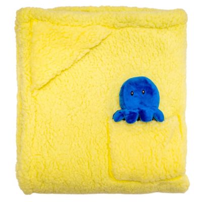 mimish Cozy Reversible - GITD Sea Critters Blanket with Plush Toy Pocket