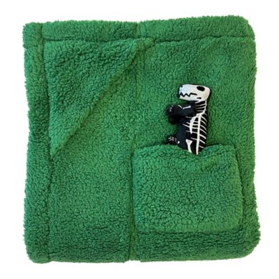 mimish Cozy Reversible - GITD Dino Bones Blanket with Plush Toy Pocket