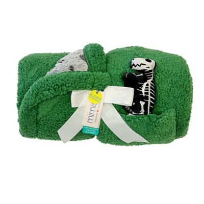 Image showing  Cozy Reversible - GITD Dino Bones Blanket with Plush Toy Pocket