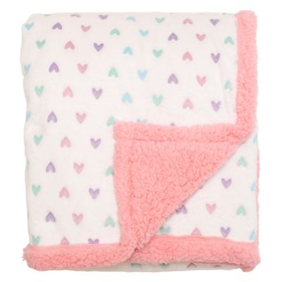 Image showing  Cozy Reversible- GITD Hearts Blanket with Plush Toy Pocket
