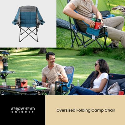 Image showing  Portable Oversized Folding Camp Chair with 2 Cup-Holders, Side Mesh Pockets, and Carry Bag