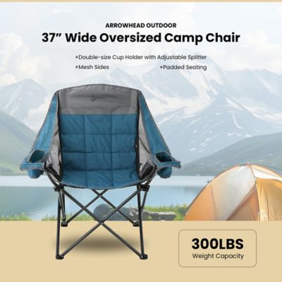 Image showing  Portable Oversized Folding Camp Chair with 2 Cup-Holders, Side Mesh Pockets, and Carry Bag