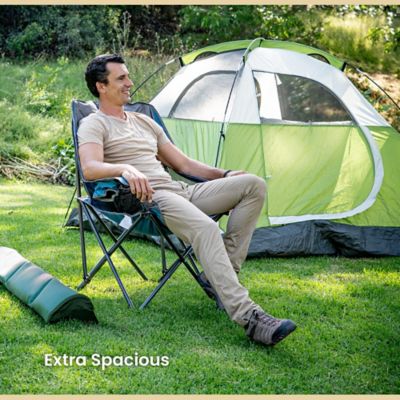Image showing  Portable Oversized Folding Camp Chair with 2 Cup-Holders, Side Mesh Pockets, and Carry Bag