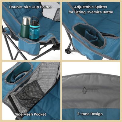 Image showing 5 th Arrowhead Outdoor Portable Oversized Folding Camp Chair with 2 Cup-Holders, Side Mesh Pockets, and Carry Bag