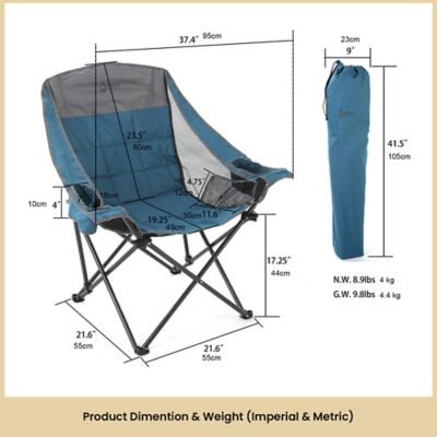 Image showing 7 th Arrowhead Outdoor Portable Oversized Folding Camp Chair with 2 Cup-Holders, Side Mesh Pockets, and Carry Bag