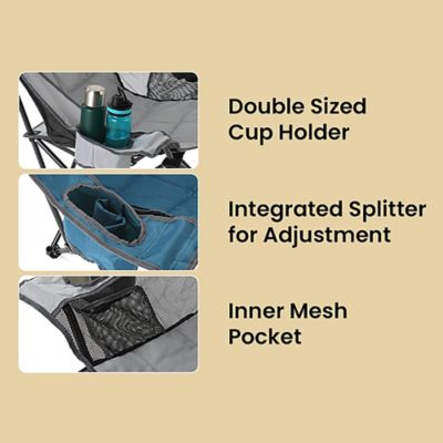 Image showing 9 th Arrowhead Outdoor Portable Oversized Folding Camp Chair with 2 Cup-Holders, Side Mesh Pockets, and Carry Bag