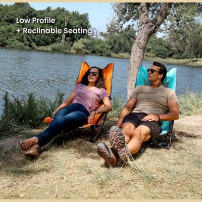 Image showing 3 th Arrowhead Outdoor Portable Reclinable Low-Profile Folding Beach Chair with Padded Headrest, Cup-Holder, and Carry Bag, 2 Pack