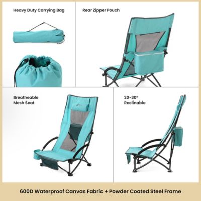 Image showing 5 th Arrowhead Outdoor Portable Reclinable Low-Profile Folding Beach Chair with Padded Headrest, Cup-Holder, and Carry Bag, 2 Pack