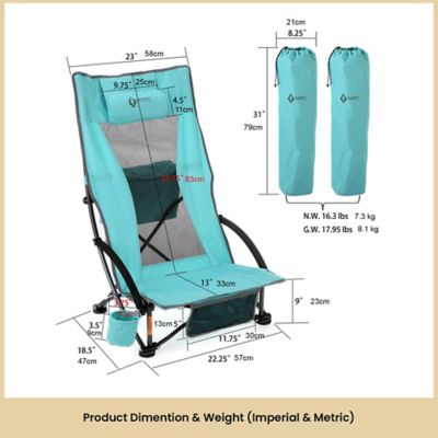 Image showing 6 th Arrowhead Outdoor Portable Reclinable Low-Profile Folding Beach Chair with Padded Headrest, Cup-Holder, and Carry Bag, 2 Pack
