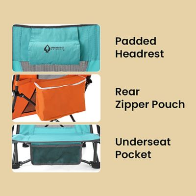 Image showing 8 th Arrowhead Outdoor Portable Reclinable Low-Profile Folding Beach Chair with Padded Headrest, Cup-Holder, and Carry Bag, 2 Pack