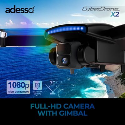 Image showing 5 th Adesso CyberDrone X2 1080p Drone with FPV Camera, Gimbal, and Remote