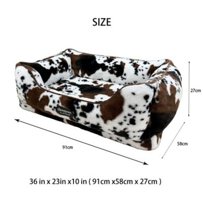 Image showing  Platinum Faux Fur Cowhide Print Cuddler Pet Bed, 36 in. x 23 in.