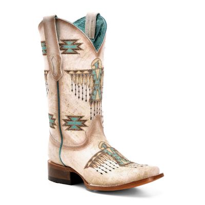 Image showing 0 th Corral Women's Floral Embroidery Square Toe Cowgirl Boots
