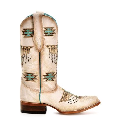 Image showing 1 th Corral Women's Floral Embroidery Square Toe Cowgirl Boots