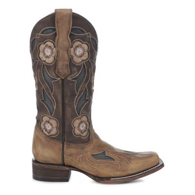 Image showing  Women's Cowgirl boot with Floral Embroidery and Inlay
