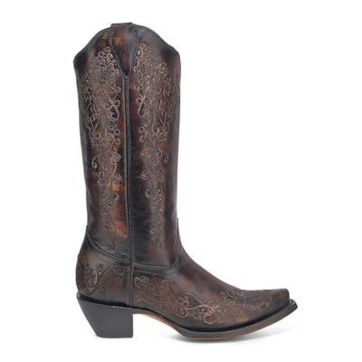 Image showing 1 th Corral Women's Floral Embroidery Snip Toe Cowgirl Boots