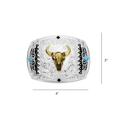 Image showing  Southwest Scroll Buckle with Buffalo Skull