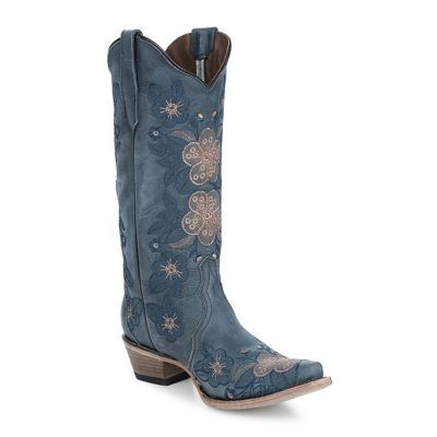 Circle G Women's Floral Embroidery Snip Toe Cowgirl Boots