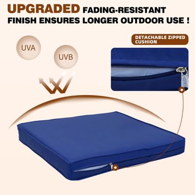 Image showing 5 th Veikous Navy Blue 3 pc. Patio Wicker Outdoor Rocking Chair Set with Cushions and Pillows