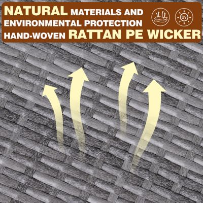 Image showing 6 th Veikous Navy Blue 3 pc. Patio Wicker Outdoor Rocking Chair Set with Cushions and Pillows