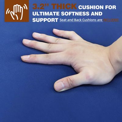 Image showing 7 th Veikous Navy Blue 3 pc. Patio Wicker Outdoor Rocking Chair Set with Cushions and Pillows