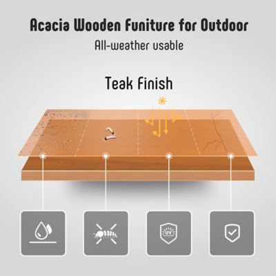 Image showing  Wood Coffee Table & L Shape Outdoor Couch Patio Sectional Sofa with All-Weather Cushion for Lawn,Deck,Backyard