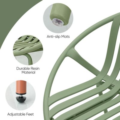 Image showing  3 Pieces Outdoor Furniture with Bistro Table and Patio Chairs Set of 2, Patio Set with Green Chairs & Orange Table