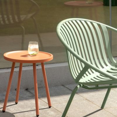 Image showing 7 th Werph 3 Pieces Outdoor Furniture with Bistro Table and Patio Chairs Set of 2, Patio Set with Green Chairs & Orange Table