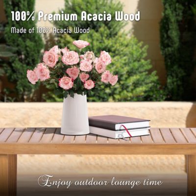 Image showing  Outdoor Patio Furniture Set, 4 pc. Wood Outdoor Patio Sofa Bench and 2 Single Sofa Chairs with Table & Padded Cushions