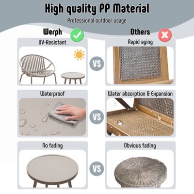 Image showing  Outdoor Furniture with Bistro Table and 2 piece Patio Chairs, Outdoor Patio Set with Porch Chairs and Table, Khaki