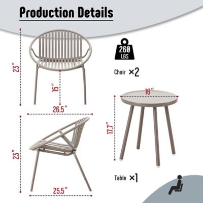 Image showing  Outdoor Furniture with Bistro Table and 2 piece Patio Chairs, Outdoor Patio Set with Porch Chairs and Table, Khaki
