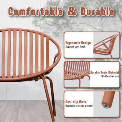 Image showing  3 Pieces Outdoor Furniture with Bistro Table and Patio Chairs Set of 2, Patio Set with Green Chairs & Orange Table