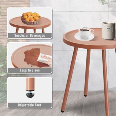 Image showing  3 Pieces Outdoor Furniture with Bistro Table and Patio Chairs Set of 2, Patio Set with Green Chairs & Orange Table