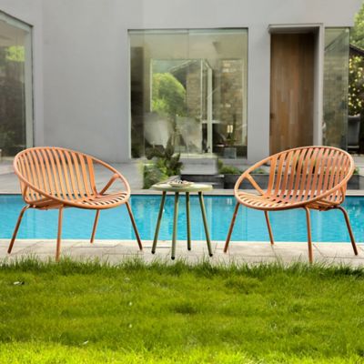 Image showing 5 th Werph 3 Pieces Outdoor Furniture with Bistro Table and Patio Chairs Set of 2, Patio Set with Green Chairs & Orange Table