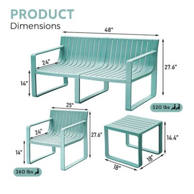 Image showing 1 th Werph Outdoor Furniture Set 4 pc. Patio Table & Chairs, Perfect for Lawn, Garden, Poolside or Balcony, Blue
