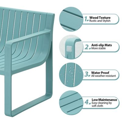 Image showing 2 th Werph Outdoor Furniture Set 4 pc. Patio Table & Chairs, Perfect for Lawn, Garden, Poolside or Balcony, Blue
