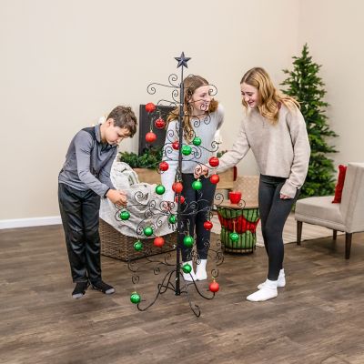 Image showing  Merry Medley Plastic 24-Piece Ornament Set - Red and Green