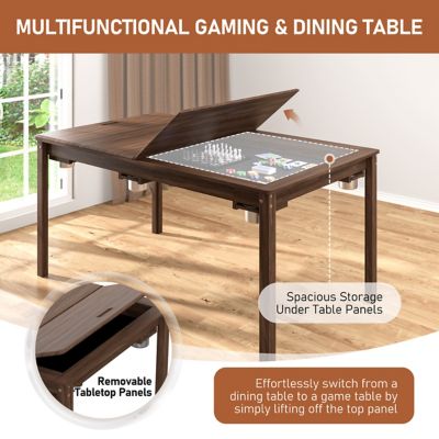 Image showing  63 in. W Wood Poker Table with Removable Top and Cup and Card Holders for 4-6-Player