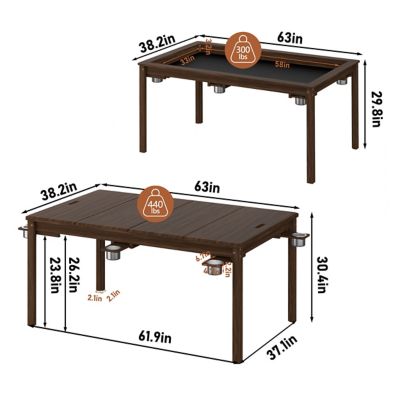 Image showing  63 in. W Wood Poker Table with Removable Top and Cup and Card Holders for 4-6-Player