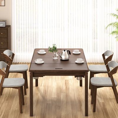 Image showing  63 in. W Wood Poker Table with Removable Top and Cup and Card Holders for 4-6-Player