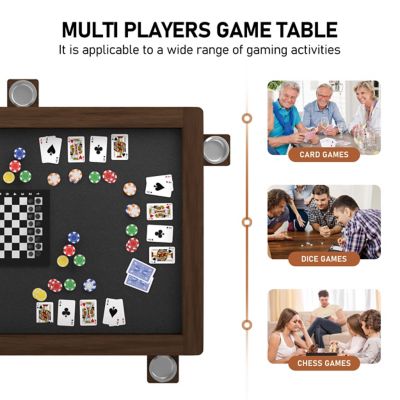 Image showing 5 th Veikous 63 in. W Wood Poker Table with Removable Top and Cup and Card Holders for 4-6-Player