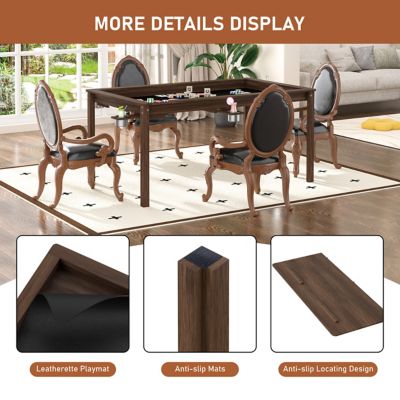 Image showing 6 th Veikous 63 in. W Wood Poker Table with Removable Top and Cup and Card Holders for 4-6-Player
