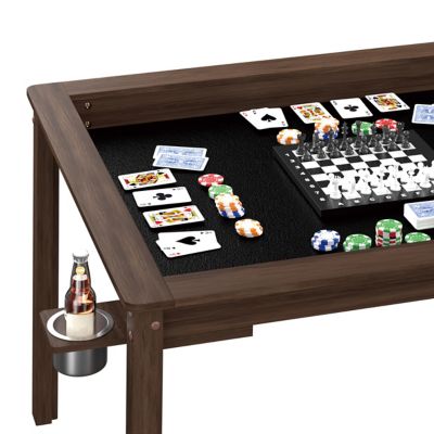 Image showing 8 th Veikous 63 in. W Wood Poker Table with Removable Top and Cup and Card Holders for 4-6-Player