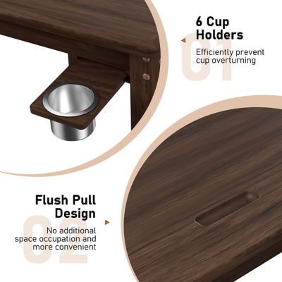 Image showing 9 th Veikous 63 in. W Wood Poker Table with Removable Top and Cup and Card Holders for 4-6-Player