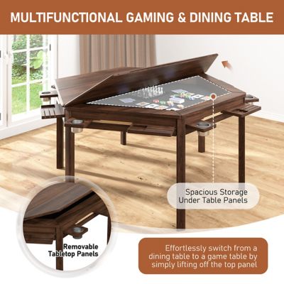Image showing  62.2 in. W Wood Poker Table with Removable Top and Cup and Card Holders for 4-6-Player