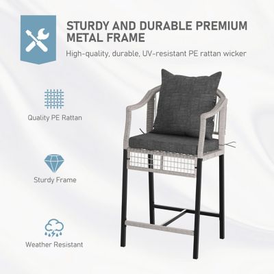 Image showing  3-Piece Patio Conversation Set with Gray Cushions and Pillows